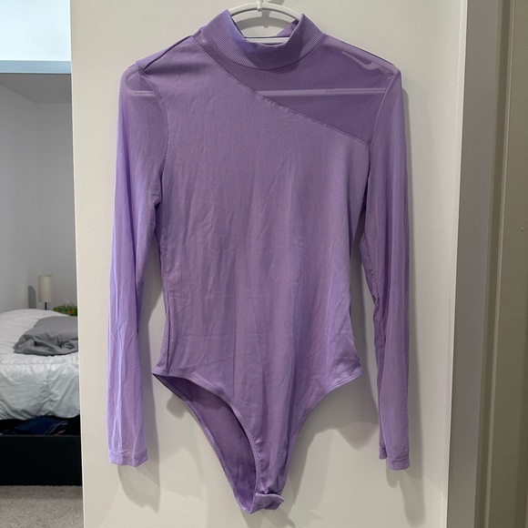 SHEIN Asymmetric Purple Long-Sleeve Bodysuit - Picture 1 of 6